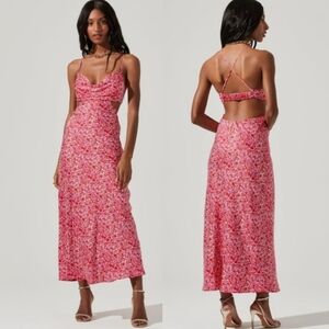 ASTR Floral Cutout Satin Colette Slipdress